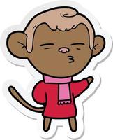 sticker of a cartoon suspicious monkey vector