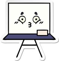 sticker of a cute cartoon white board vector
