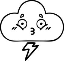 line drawing cartoon thunder cloud vector