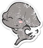 distressed sticker of a cute cartoon elephant running vector