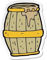 sticker of a cartoon beer barrel vector