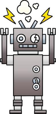 gradient shaded cartoon malfunctioning robot