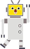 flat color retro cartoon robot vector