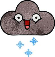 retro grunge textura dibujos animados tormenta nieve nube vector