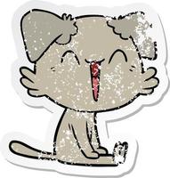 distressed sticker of a happy little dog cartoon vector