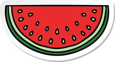 sticker of a quirky hand drawn cartoon watermelon vector