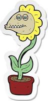 sticker of a cartoon monster flower vector