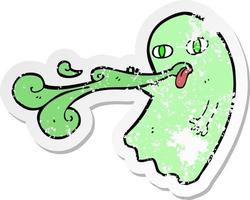 retro distressed sticker of a funny cartoon ghost vector