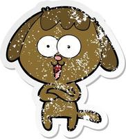 distressed sticker of a cute cartoon dog vector