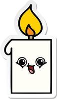 sticker of a cute cartoon lit candle vector