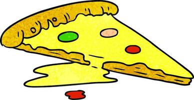 textured cartoon doodle of a slice of pizza vector