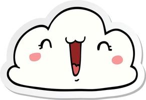 sticker of a cute cartoon cloud vector