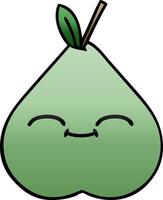 gradient shaded cartoon green pear vector