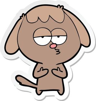 sticker of a cartoon bored dog vector