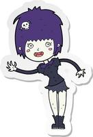 sticker of a cartoon vampire girl vector