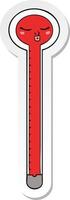 sticker of a cartoon thermometer vector