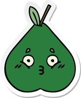 sticker of a cute cartoon pear vector