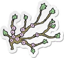 sticker of a cartoon flowering branch vector