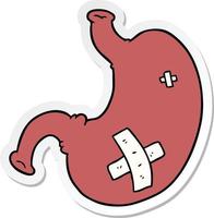 sticker of a cartoon stomach vector