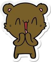 sticker of a happy bear cartoon vector