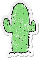 distressed sticker of a cartoon cactus vector