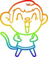 rainbow gradient line drawing cartoon laughing monkey vector