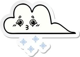 sticker of a cute cartoon snow cloud vector