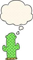 cartoon cactus and thought bubble in comic book style vector