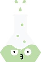 flat color retro cartoon science beaker vector