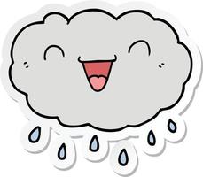 sticker of a happy cartoon cloud vector