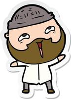 sticker of a cartoon happy bearded man vector