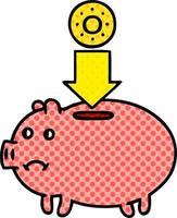 comic book style cartoon piggy bank vector