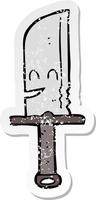 distressed sticker of a cartoon knife vector