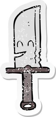 distressed sticker of a cartoon knife
