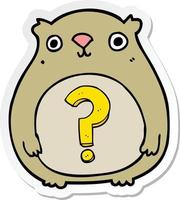 sticker of a cartoon curious bear vector