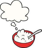 cartoon bowl of porridge and thought bubble vector