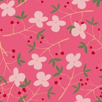 Romantic hand drawn flower seamless pattern. Simple abstract floral wallpaper. Doodle plants endless background. vector