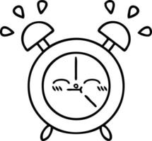 reloj despertador de dibujos animados de dibujo lineal vector