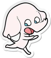 sticker of a cute cartoon elephant vector