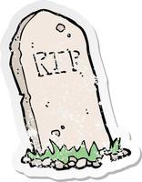 retro distressed sticker of a cartoon spooky grave vector