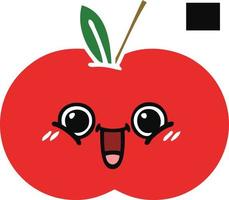 manzana roja de dibujos animados retro de color plano vector