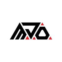 MJO triangle letter logo design with triangle shape. MJO triangle logo design monogram. MJO triangle vector logo template with red color. MJO triangular logo Simple, Elegant, and Luxurious Logo. MJO