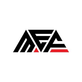 MEF triangle letter logo design with triangle shape. MEF triangle logo design monogram. MEF triangle vector logo template with red color. MEF triangular logo Simple, Elegant, and Luxurious Logo. MEF