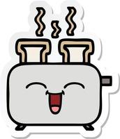 sticker of a cute cartoon of a toaster vector