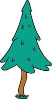 cartoon doodle of woodland pine trees vector