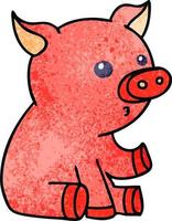 quirky hand drawn cartoon pig vector