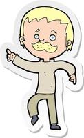 sticker of a cartoon man with mustache pointing vector