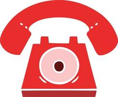 flat color retro cartoon red telephone vector
