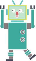 flat color retro cartoon robot vector
