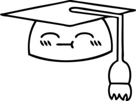line drawing cartoon graduation hat vector